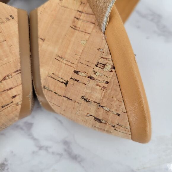 Korks Kork-Ease Slip Sandals Beige Metallic Sheen Tan Comfort Neutral Wedge - Picture 7 of 10